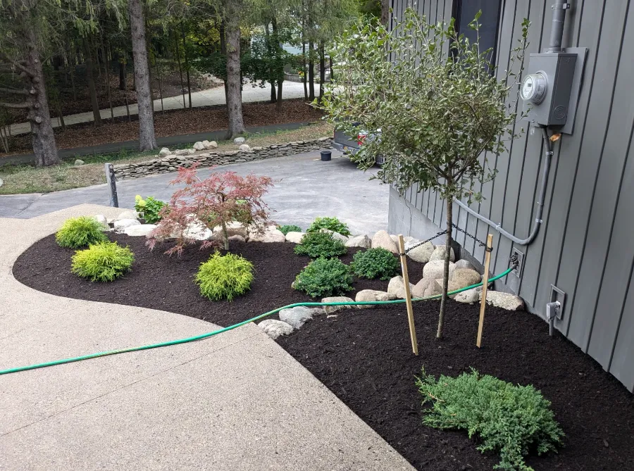 Front yard landscape after the redesign in Hamburg, NY